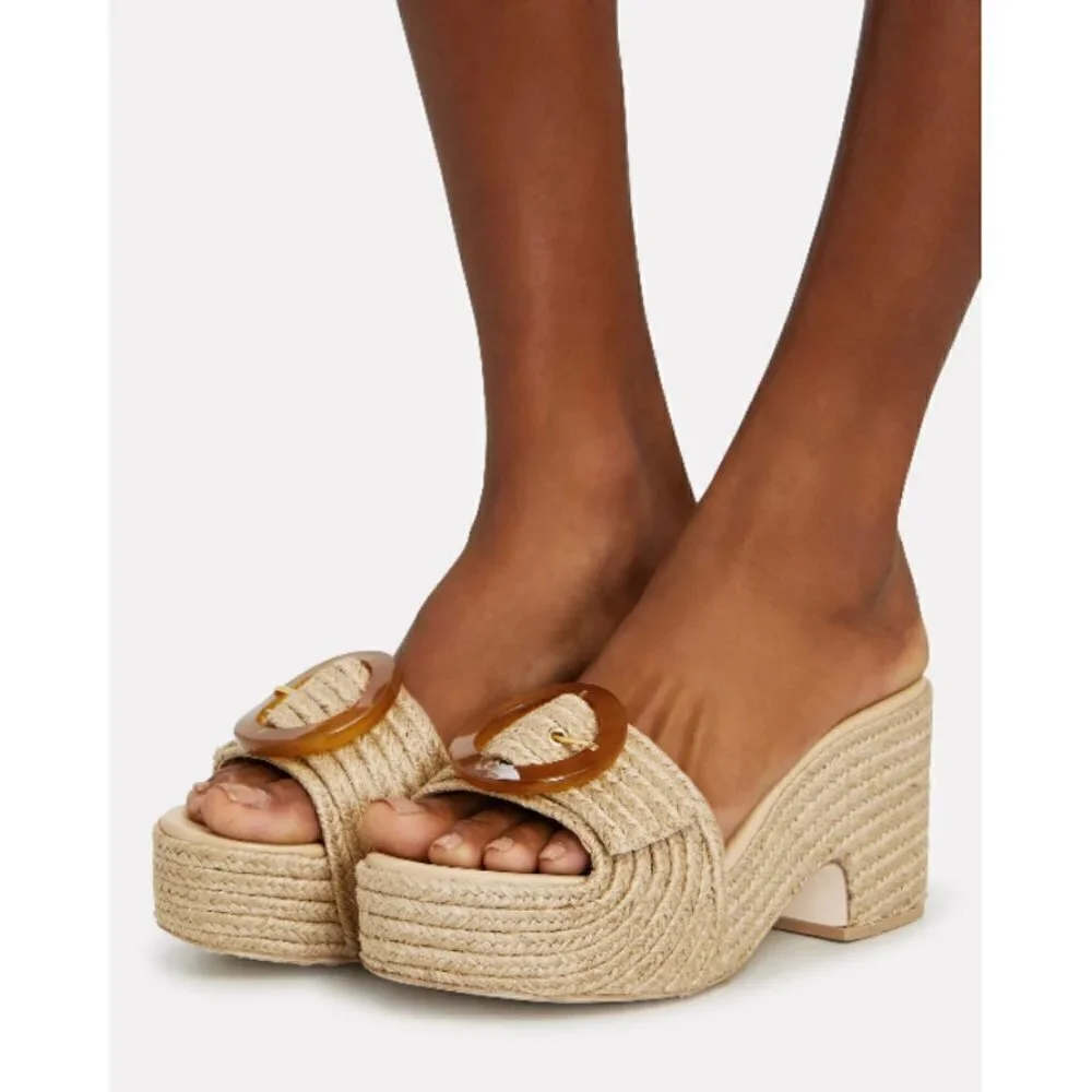 💕CULT GAIA💕 Cleia Jute Platform Sandals ~ Natural EU 41 Braided Raffia NWT